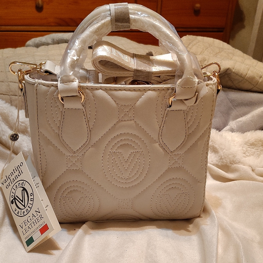 Valentino Orlandi Cream Satchel with Textured Design